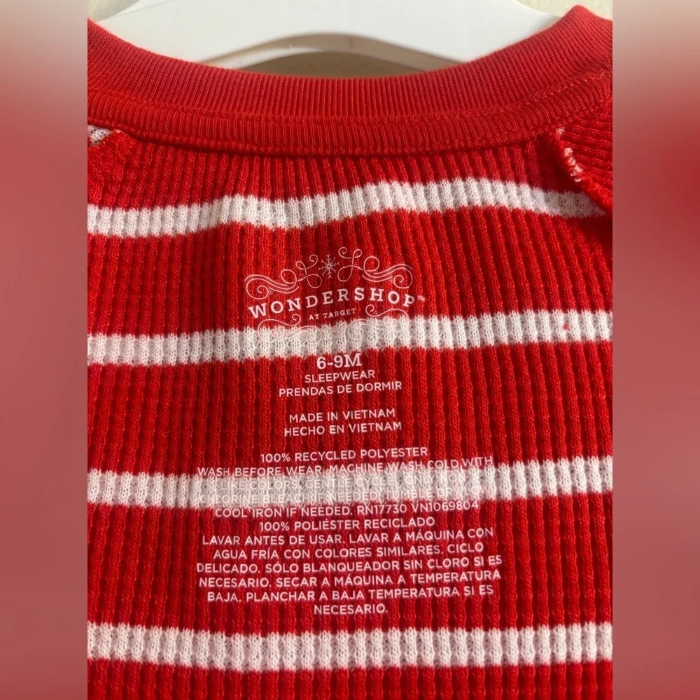 Wondershop 6-9 Months Red White Stripe Long Sleeve Romper